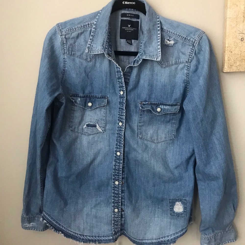 Jean button top